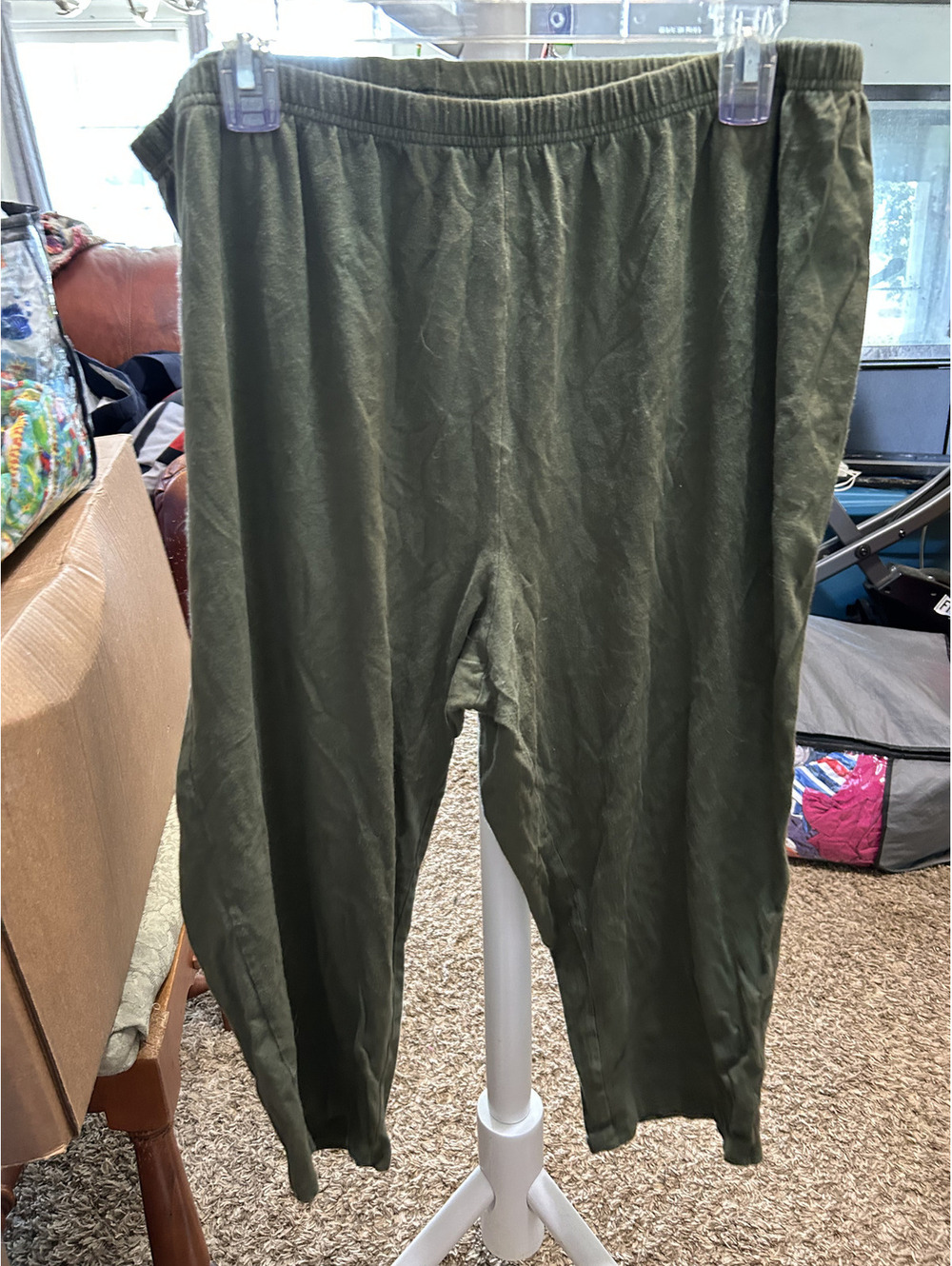 Terra & Sky Women's Olive Green Cotton Lounge Pants 2X